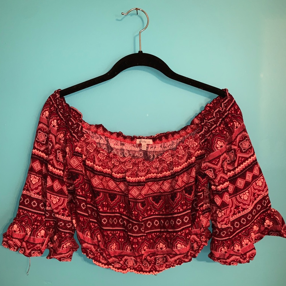 Off-the-Shoulder Cropped Festival Shirt